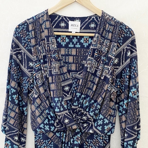 MISA Teget Twist Knot Geometric Print Bodycon Mini Dress - Picture 6 of 9